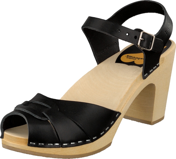 Swedish Hasbeens - Peep Toe Super High Black/Nature Sole