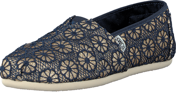 Toms - Wm Seasonal Classic Gold Navy crochet glitter