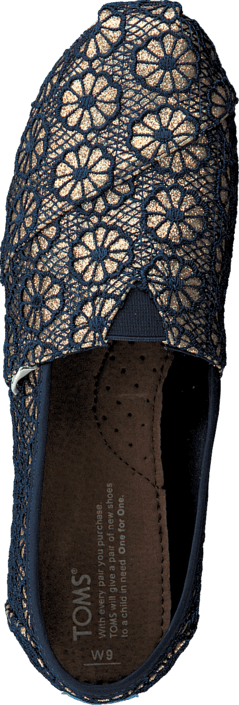 Toms - Wm Seasonal Classic Gold Navy crochet glitter