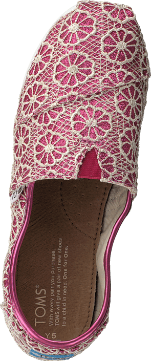 Toms - Seasonal classic youth Pink crochet glitter