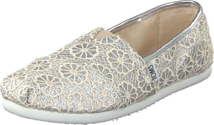 Toms - Seasonal classic youth Silver crochet glitter