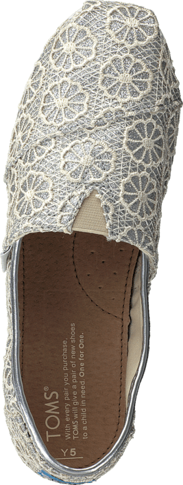 Toms - Seasonal classic youth Silver crochet glitter