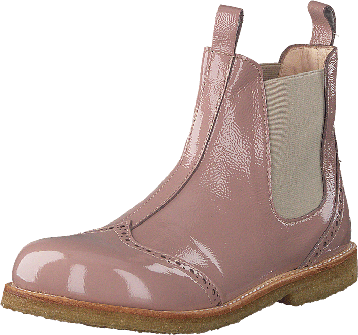 Angulus - Chelsea boot w stitched detail Patent powder/Beige